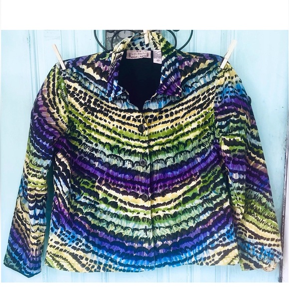 Lifestyle Jackets & Blazers - Rare Life Style Women’s Jacket Size XL Button Multi Colored Abstract  Beaded